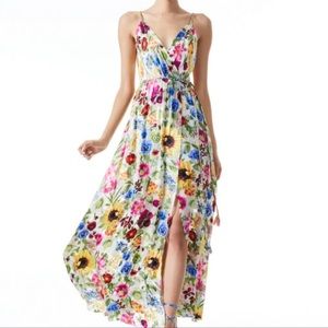 Alice + Olivia | Dresses | Alice Olivia Samantha Wrap Belted Maxi Dress In  Sunday Stroll | Poshmark